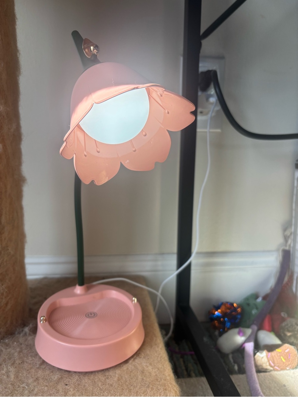 Pink Floral LED Touch Desk Lamp with Tray